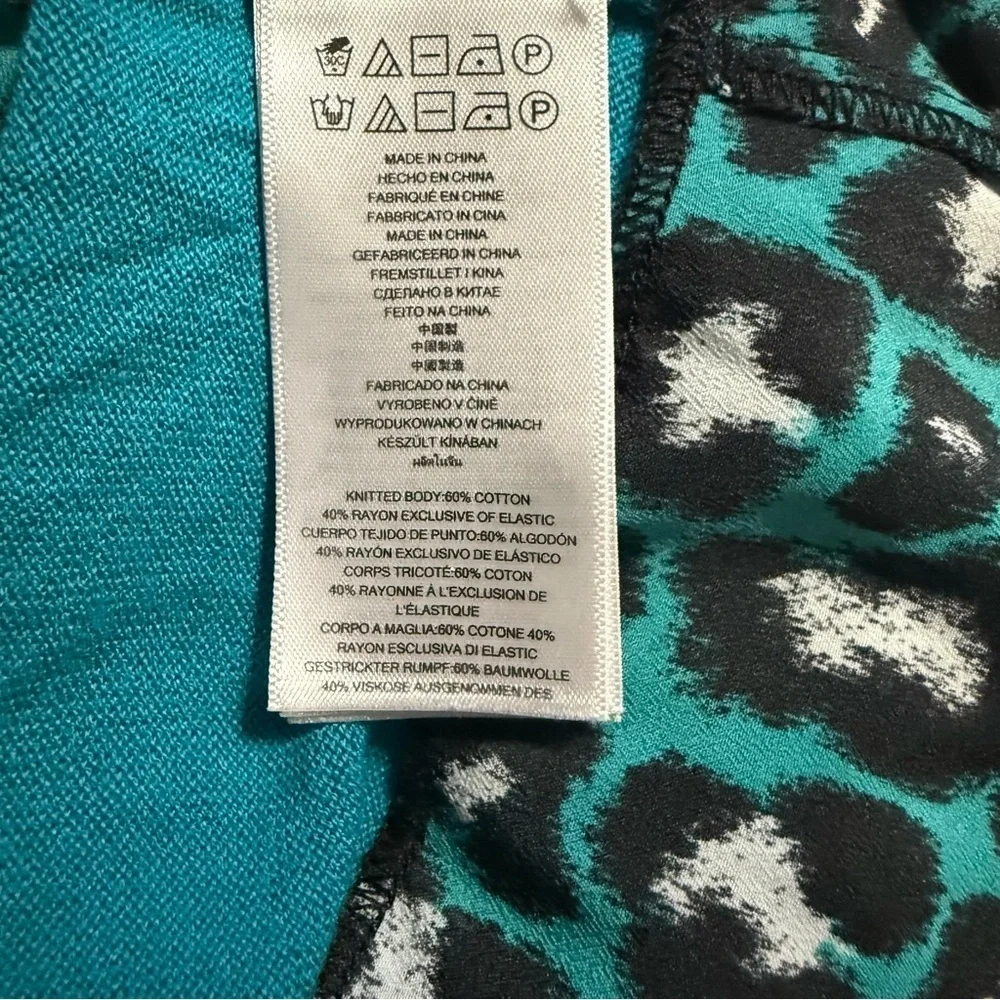 Michael Kors Turquoise Long Sleeve Animal Print Fashion Top Blouse
